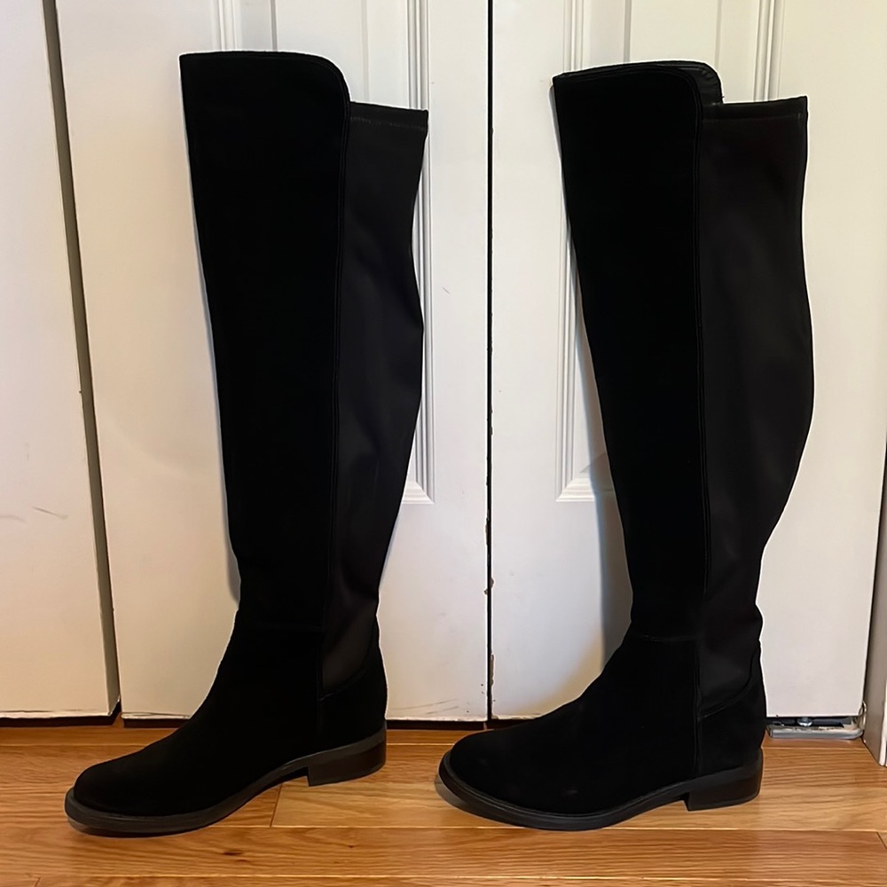 Blonde waterproof over the knee boots